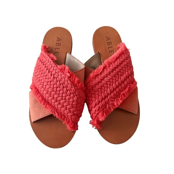 ABLE Orange Woven Braided Slides Sandals Size 7 - Picture 7 of 10